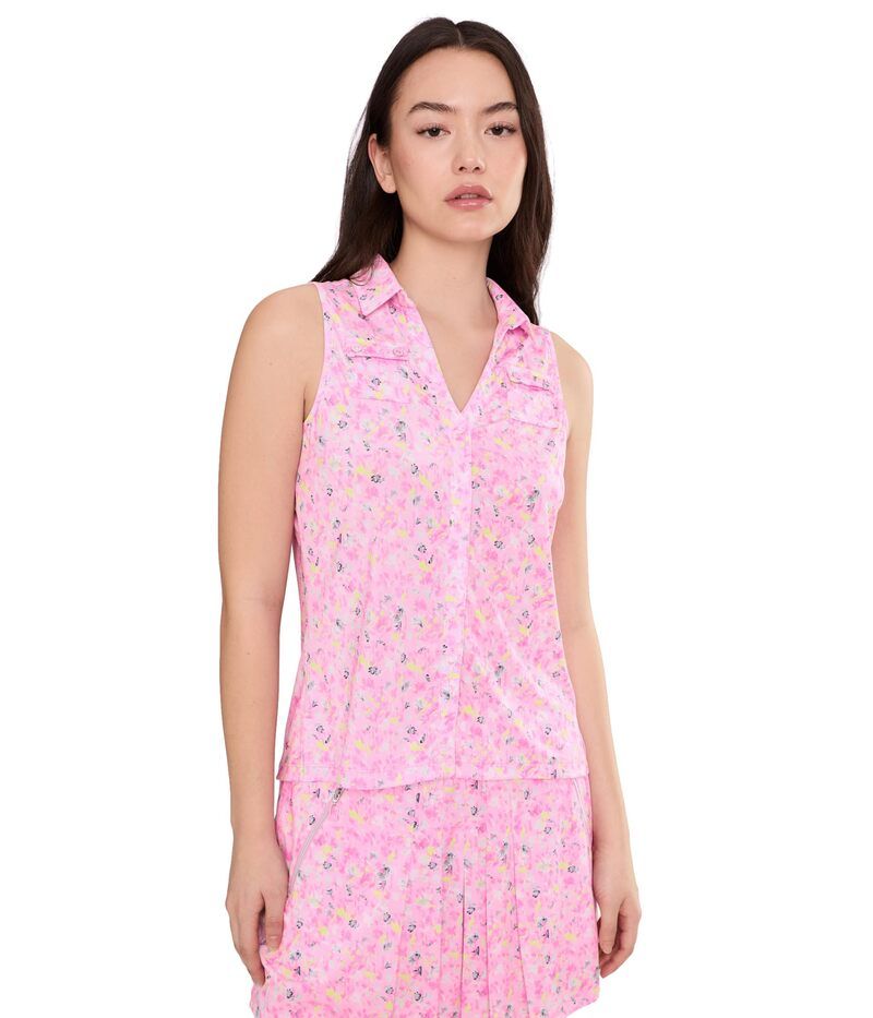 ジャイミーサドック レディース トップス シャツ プリント ノースリーブ Jamie Sadock Wildflower Print Sleeveless Topink ピンク