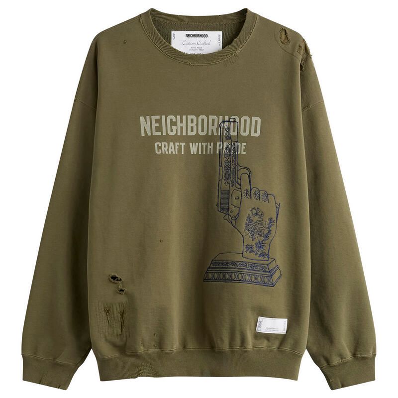 ネイバーフッド メンズ アウター パーカー・スウェット シャツ 刺繍 Neighborhood Embroidered Savage Sweatshirt Olive Drab オリーブ