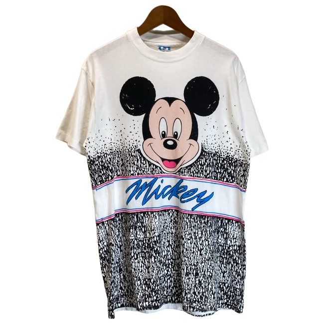 【中古】　Disney　Tシャツ　80s vintage　80年代　OLD　(C)DISNEY　半袖　トップス　クルーネック　両面プリント　ディズニー　キャラクター　キャラT　ミッキー　USA製　古着　/1953