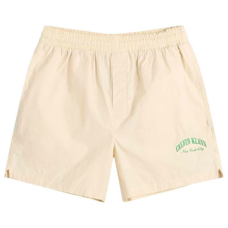 カルバンクライン メンズ ボトムス ハーフパンツ・ショーツ コットン Calvin Klein Heritage Crest Cotton Poplin Sleep Short Slim Stripe Chalk チョーク