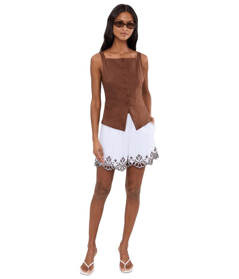 メイドウェル レディース ボトムス ハーフパンツ・ショーツ ショートパンツ 刺繍 Madewell Embroidered PullOn Shorts in Poplin White ホワイト