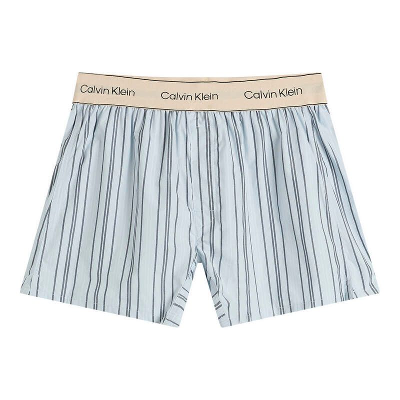 カルバンクライン メンズ ボトムス ハーフパンツ・ショーツ コットン Calvin Klein Heritage Cotton Poplin Sleep Short Majorca Stripe Breezy Blue ブルー