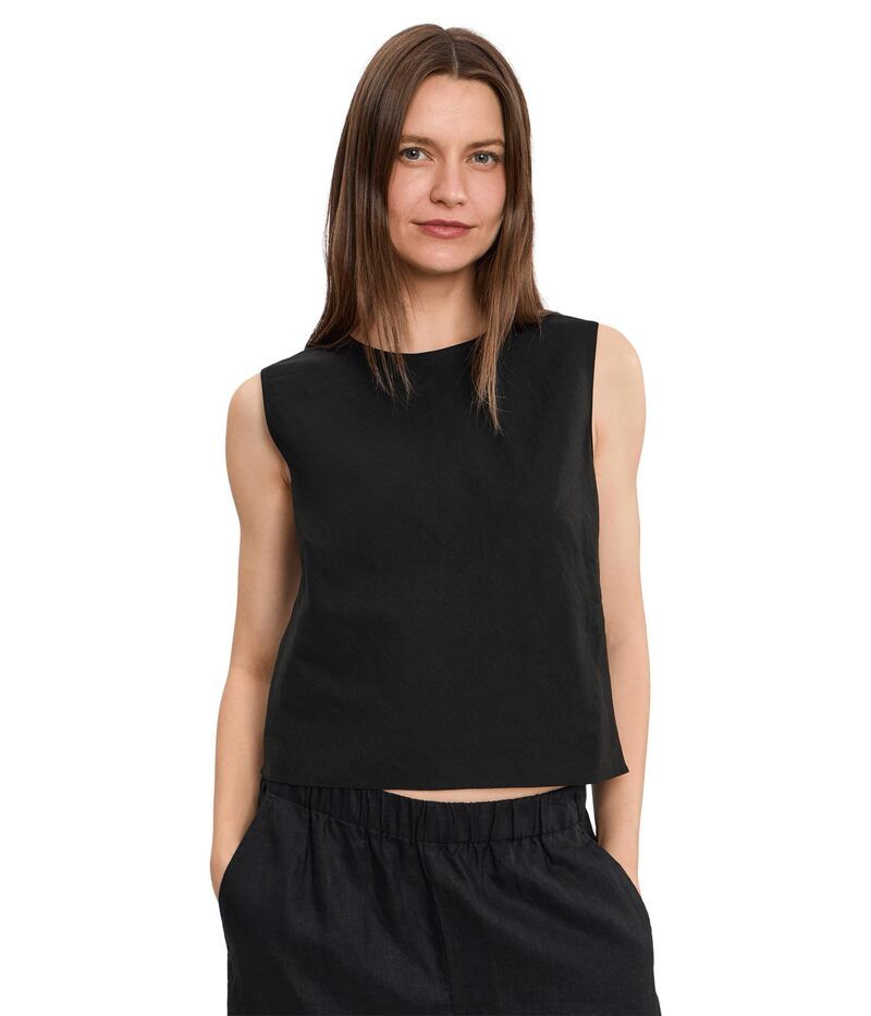 ヴィンス レディース トップス シャツ クルーネック リネン Vince Linen Crew Neck Shell Black ブラック