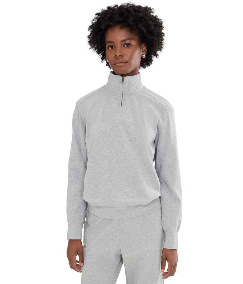 パクト レディース アウター パーカー・スウェット ハーフジップ ニット PACT CloudKnit Quarter Zip Heather Grey グレー