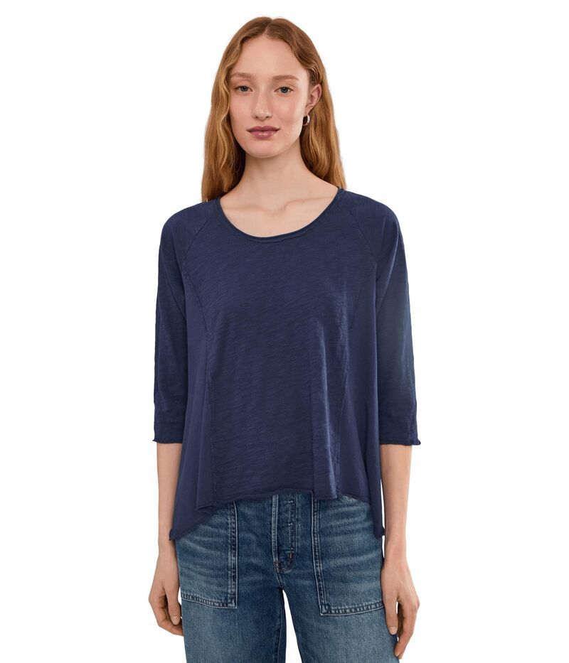 モッドドック レディース トップス シャツ Mododoc 34 Sleeve Scoop Neck Tee Vibrant Navy ネイビー