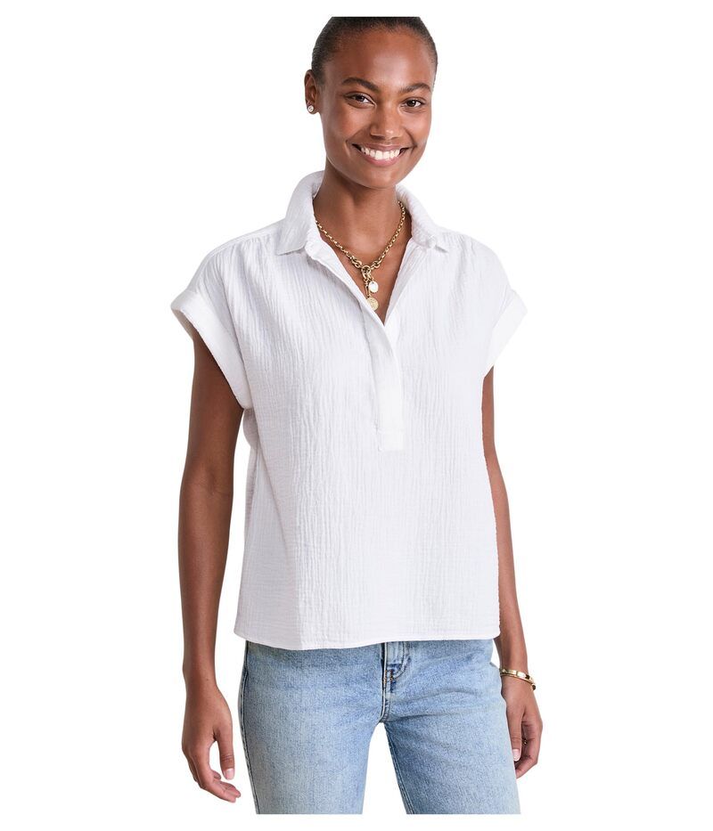ヴァインヤードヴァインズ レディース トップス シャツ Vineyard Vines Gauze Top White Cap ホワイト 20,286円