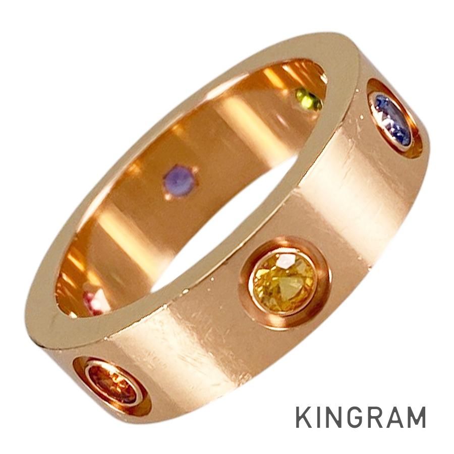 カルティエ Cartier ラブ K18PG マルチストーン 12号(52) リング sss【中古】