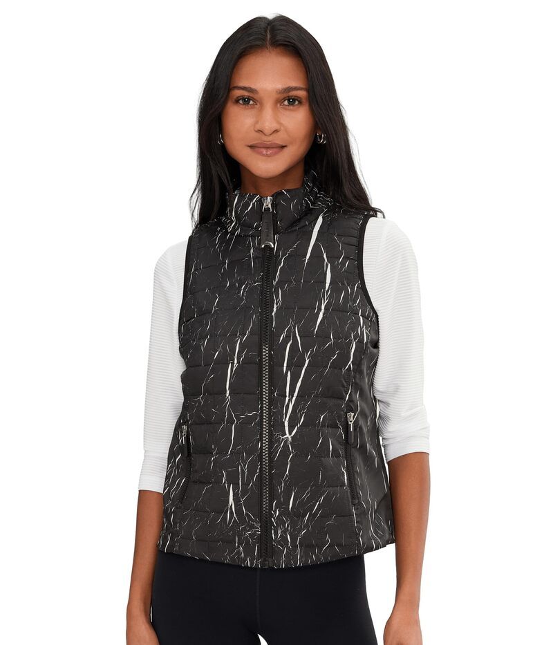 ジャイミーサドック レディース トップス シャツ キルティング ベスト Jamie Sadock Quilted Zip Front Vest Zippered Side Pockets Black ブラック