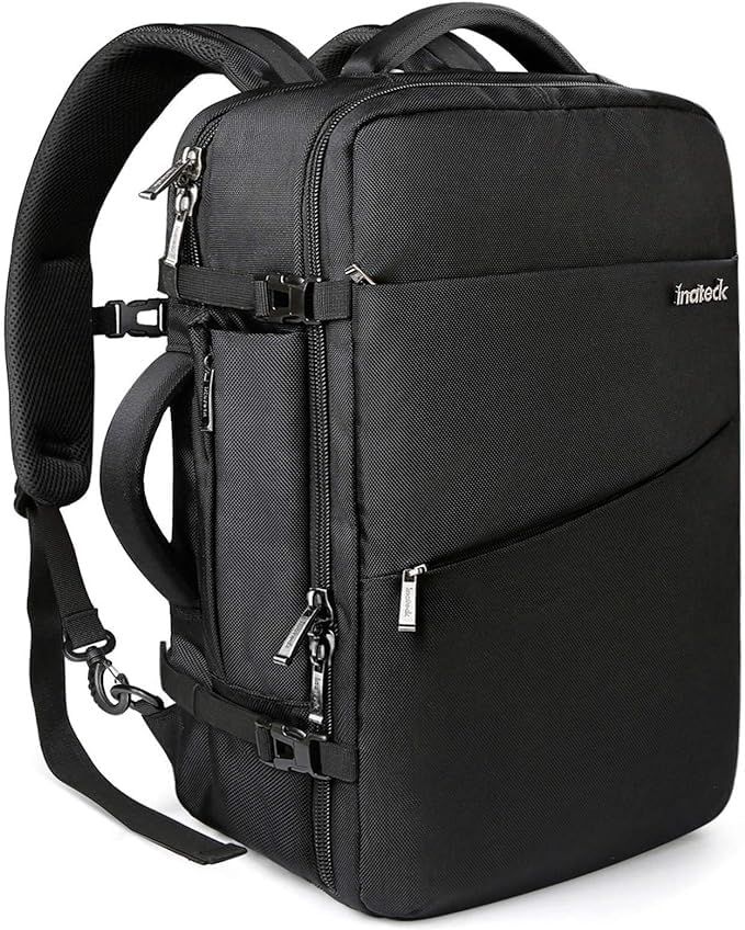 [Inateck] 35L 旅行 リュック 大容量 3way バックパック 機内持ち込み 収納力 出張 軽い 盗難防止 撥水加工 15.6-17インチPC バッグ 男女兼用 通勤 通学 人気 耐衝撃 おしゃれ ブラック″mn 108aa6c3