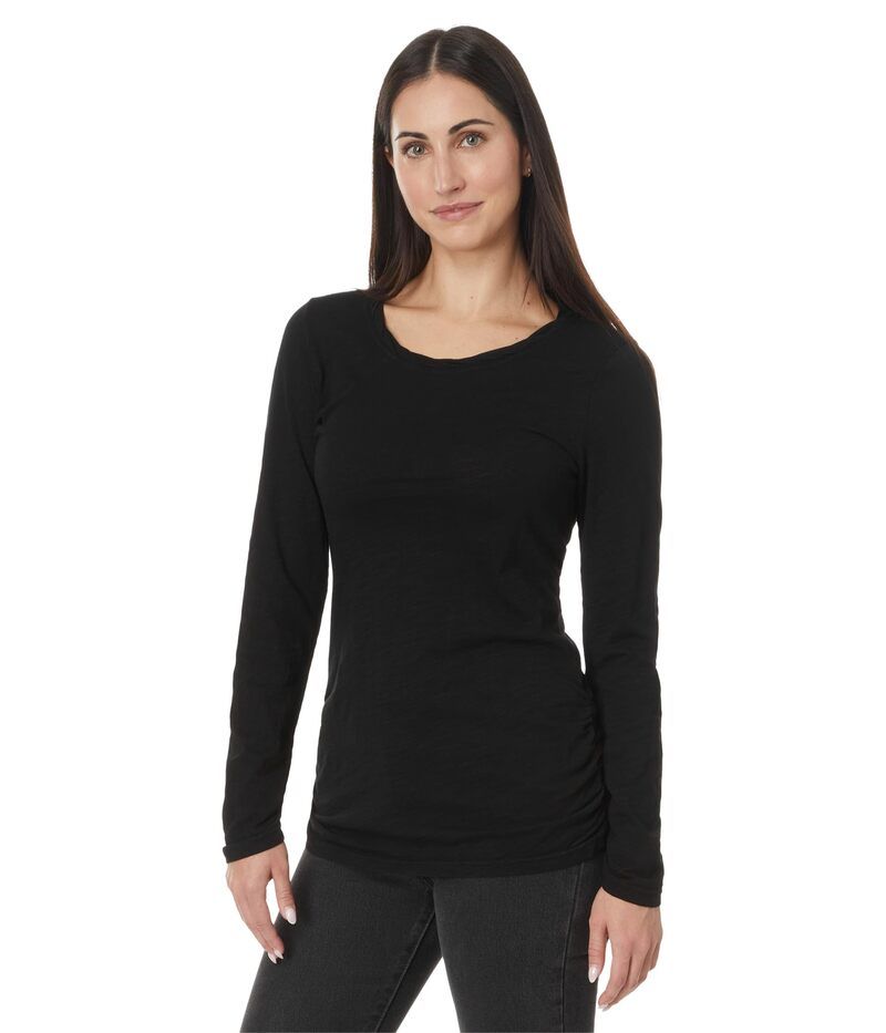 モッドドック レディース トップス シャツ Mododoc Long Sleeve Twisted Scoop Neck Tee Black ブラック