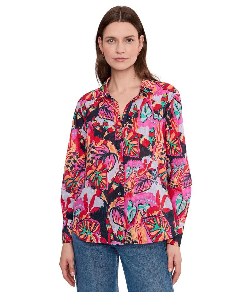 ニックプラスゾーイ レディース トップス シャツ コットン NICZOE Kauai Garden Cotton Crinkle Shirt Red Multi レッド