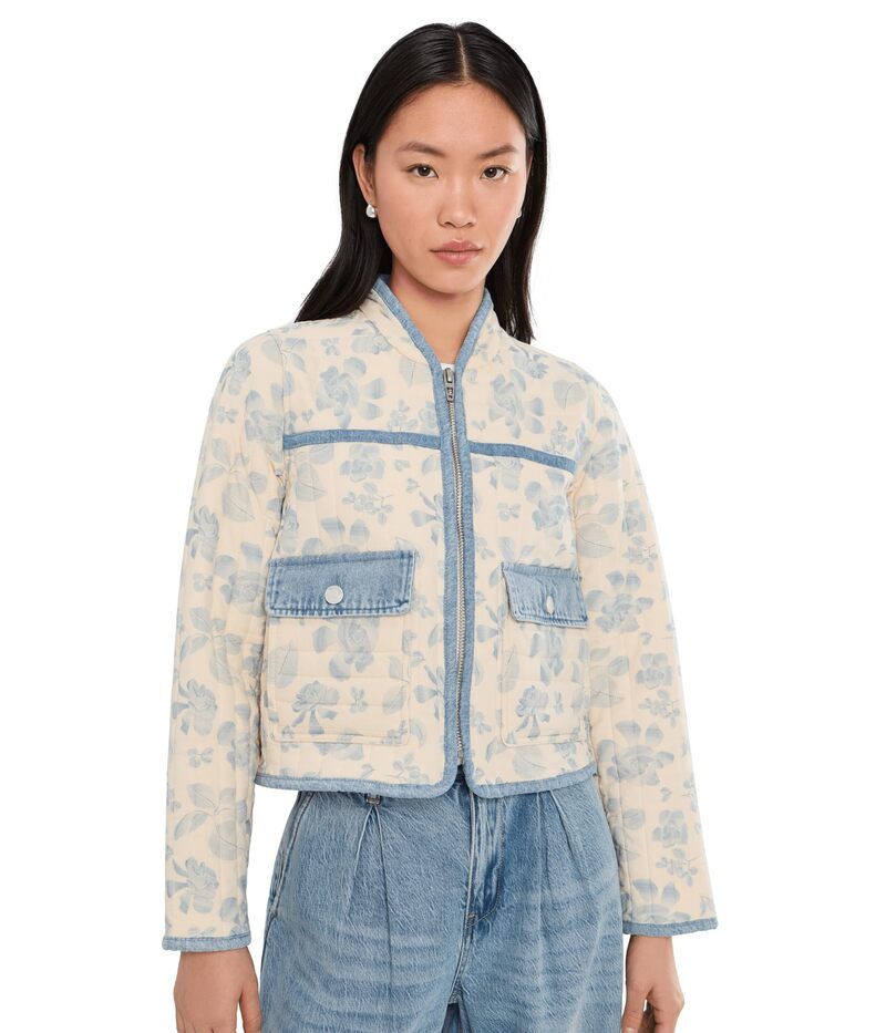 ブランクニューヨーク レディース アウター コート フラワー柄 キルティング フラワー ジャケット Blank NYC Love Song Floral Quilted Jacket BlueBeige ブルー