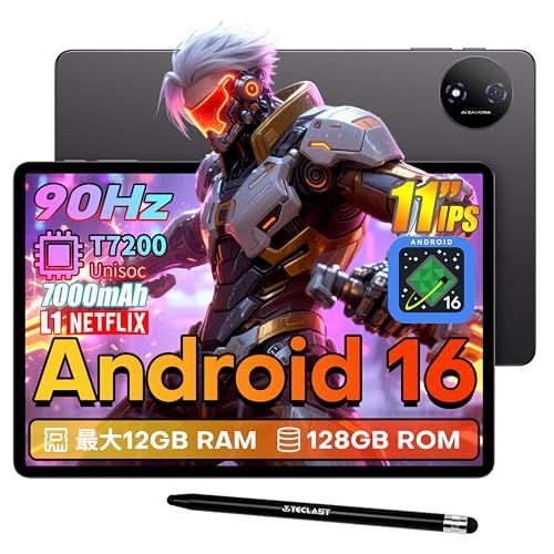 【2026 タブレット Android 16】TECLAST P50T タブレット 11インチ 90Hz IPS画面、WidevineL1対応 Netflix、7000mAh Type-C+3.5mm、12GBメモリ+UFS 128GB+1T 648e9a6c