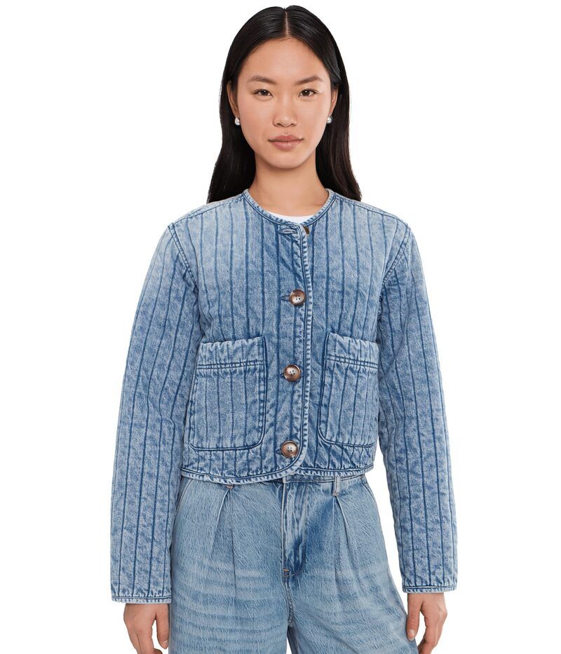 ブランクニューヨーク レディース アウター コート キルティング デニム ジャケット Blank NYC Bottomless Brunch Denim Quilted Jacket Blue ブルー