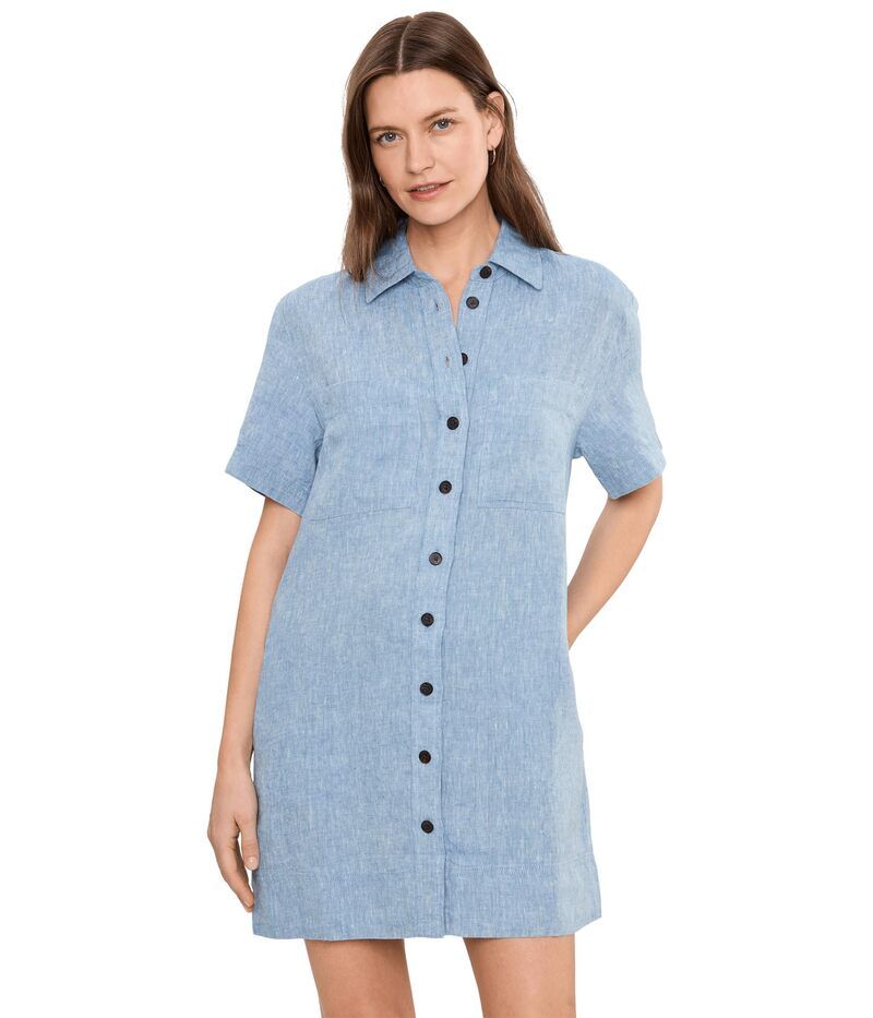 メイドウェル レディース トップス ワンピース ミニ シャツ リネン Madewell Relaxed Mini Shirtdress in 100 Linen Sunfaded Blue ブルー