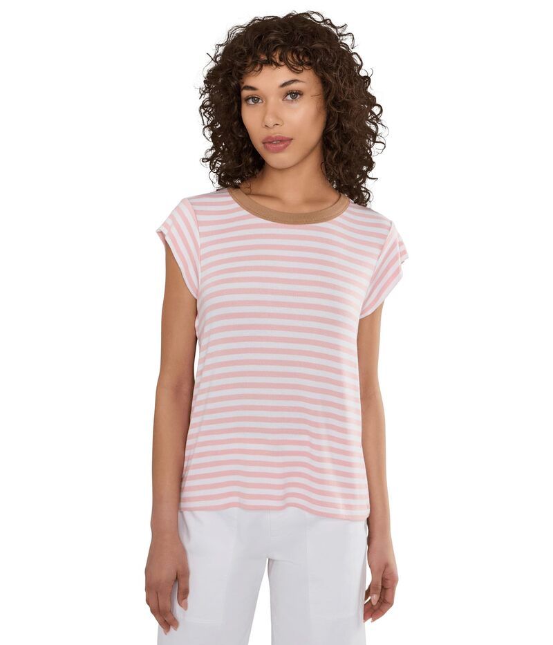 マイケルスターズ レディース トップス シャツ Michael Stars Tanya Power Shoulder Tee Blush White With Sand ホワイト