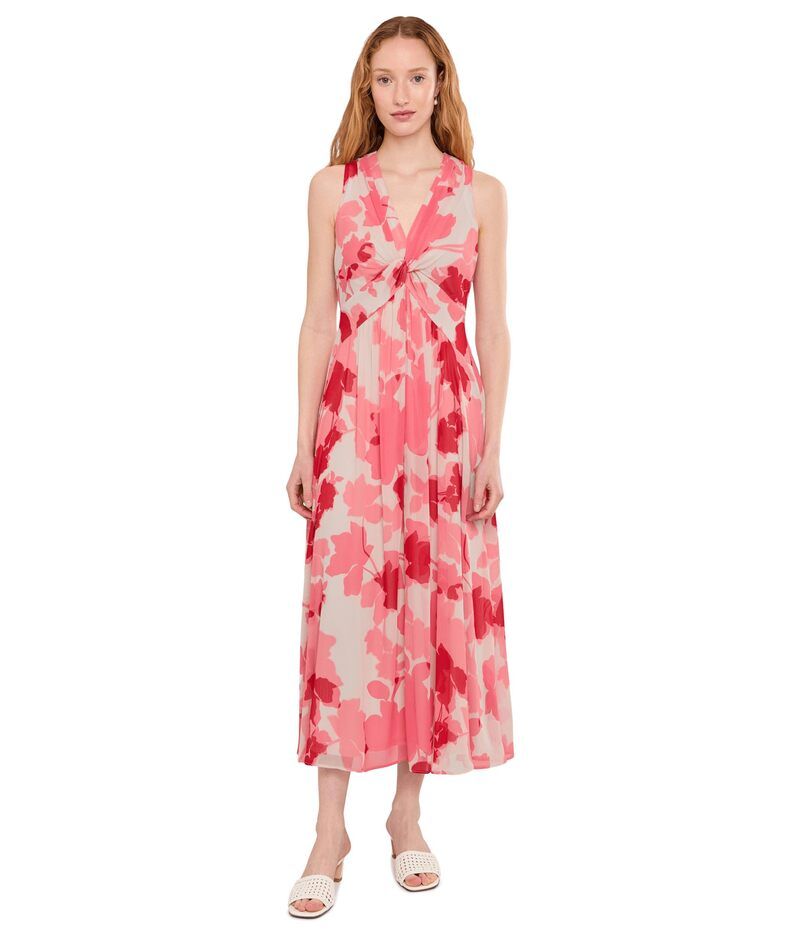 カルバンクライン レディース トップス ワンピース シフォン フラワー柄 ミディ ノースリーブ フラワー Calvin Klein Sleeveless Twist Front Floral Chiffon Midi Tulip Multi マルチカラー