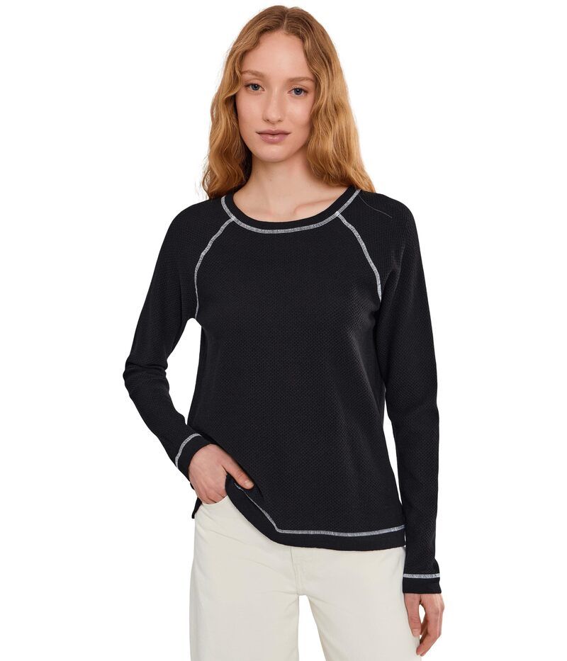 エリオットローレン レディース アウター ニット・セーター Elliott Lauren Waffle Stitch Raglan Sweater Black ブラック