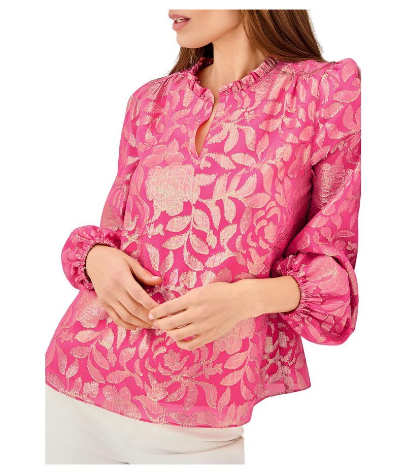 リリーピュリッツァー レディース トップス シャツ シルク Lilly Pulitzer Giana Long Sleeve Silk Top Sun Shell Pink Floral Bloom ピンク