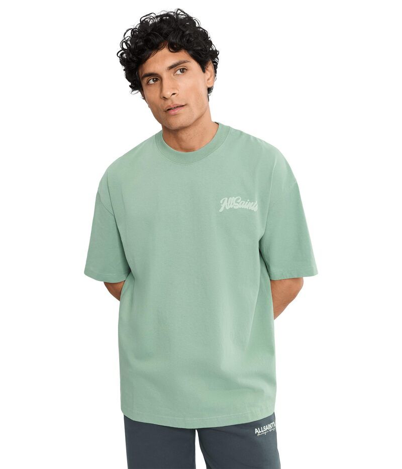 オールセインツ メンズ トップス シャツ AllSaints Odyssey Short Sleeve Crew Springreen グリーン