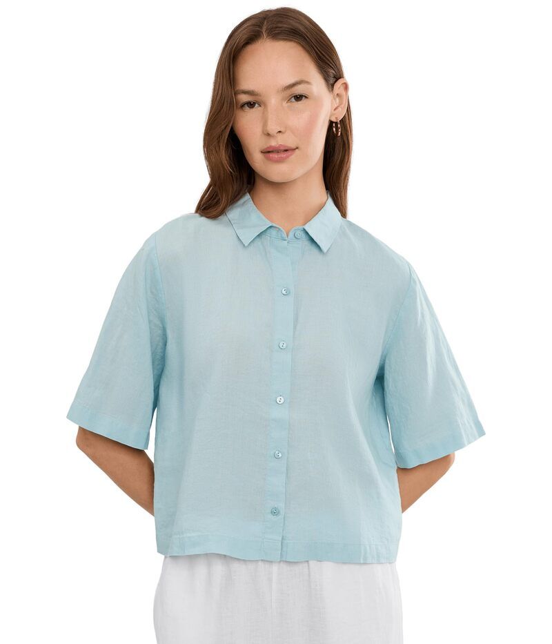 エイリーンフィッシャー レディース トップス シャツ リネン Eileen Fisher Organic Handkerchief Linen Classicollar Shirt Breeze