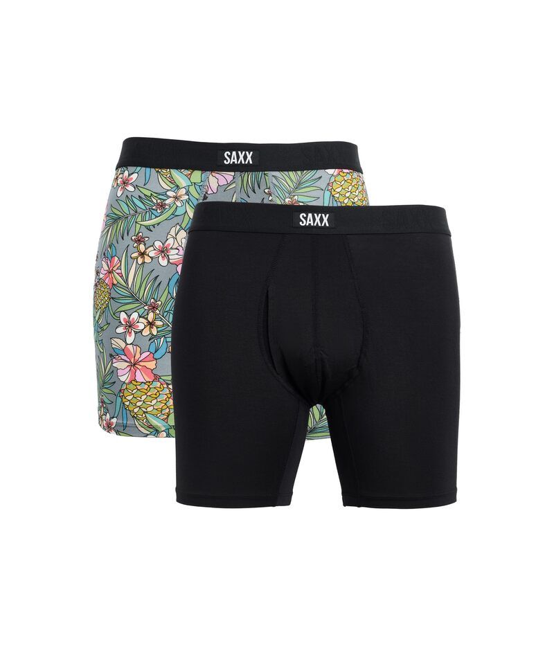 サックスアンダーウェアー メンズ ボクサーパンツ SAXX UNDERWEAR Vibe Xtra Soft Comfort Boxer Briefly 2Pack Pineapple FieldBlack ブラック