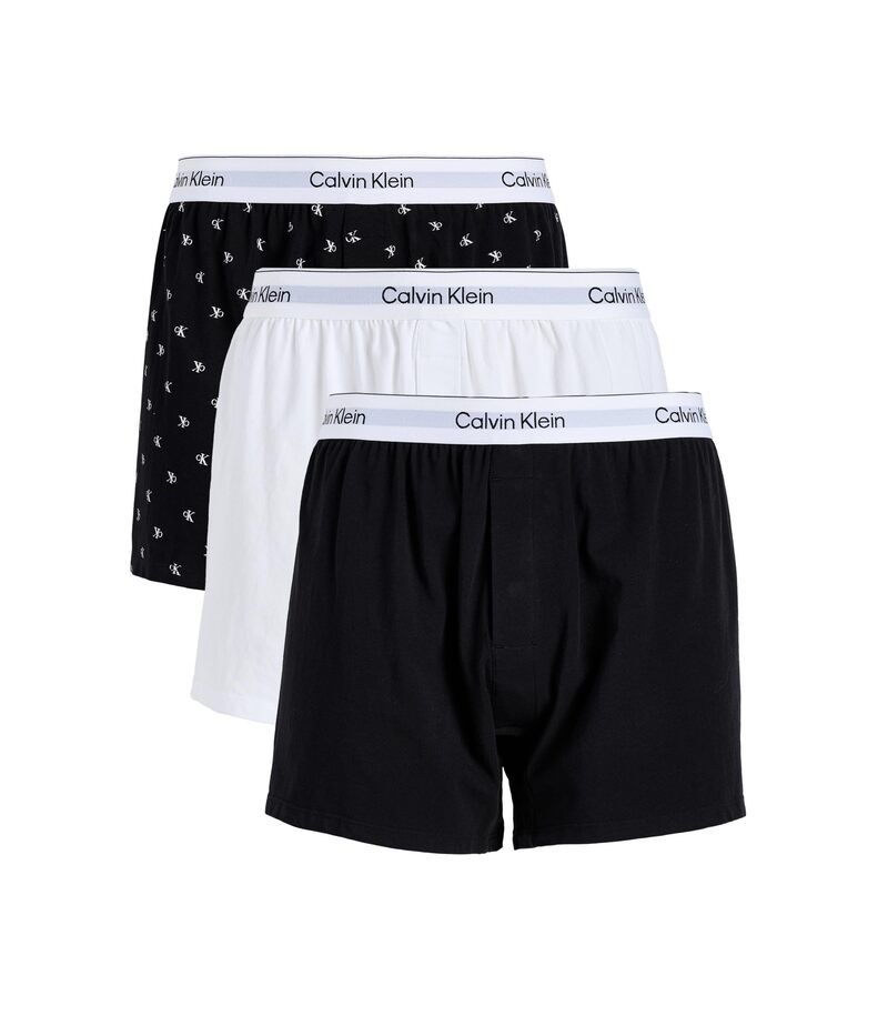 カルバン クライン アンダーウェア メンズ ボクサーパンツ コットン Calvin Klein Underwear Icon Cotton Stretch Boxerslim 3Pack BlackDiamond Logo BlackClassic White