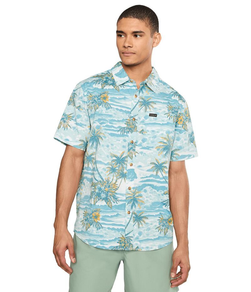 クイックシルバー メンズ トップス シャツ ダウン Quiksilver Sundown Classic Woven Aqua アクア