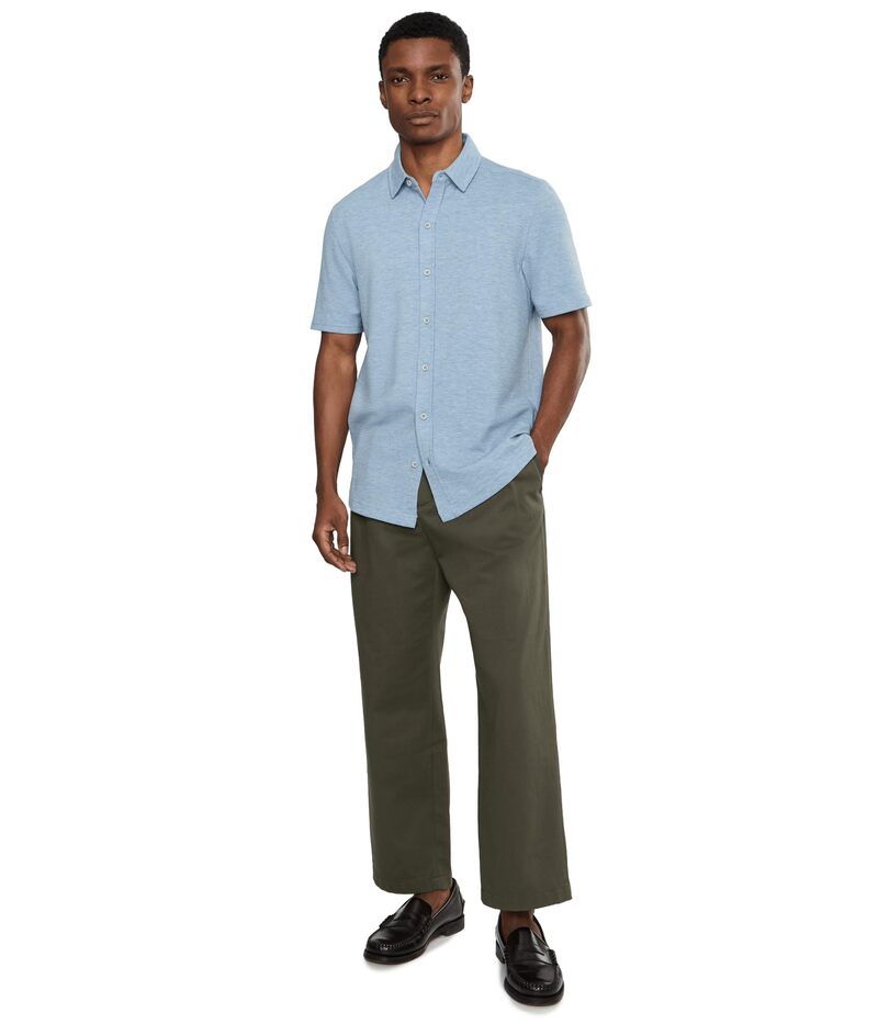 ジョンストンアンドマーフィー メンズ トップス シャツ 半袖 ニット Johnston Murphy Bennett Shortsleeve Knit Shirt Light Blue Honeycomb ブルー メンズ ジョンストンアンドマーフィー トップス ジョンストン&amp;amp;マーフィー（トップス｜メンズ ジョンストンアンド ポロシャツ