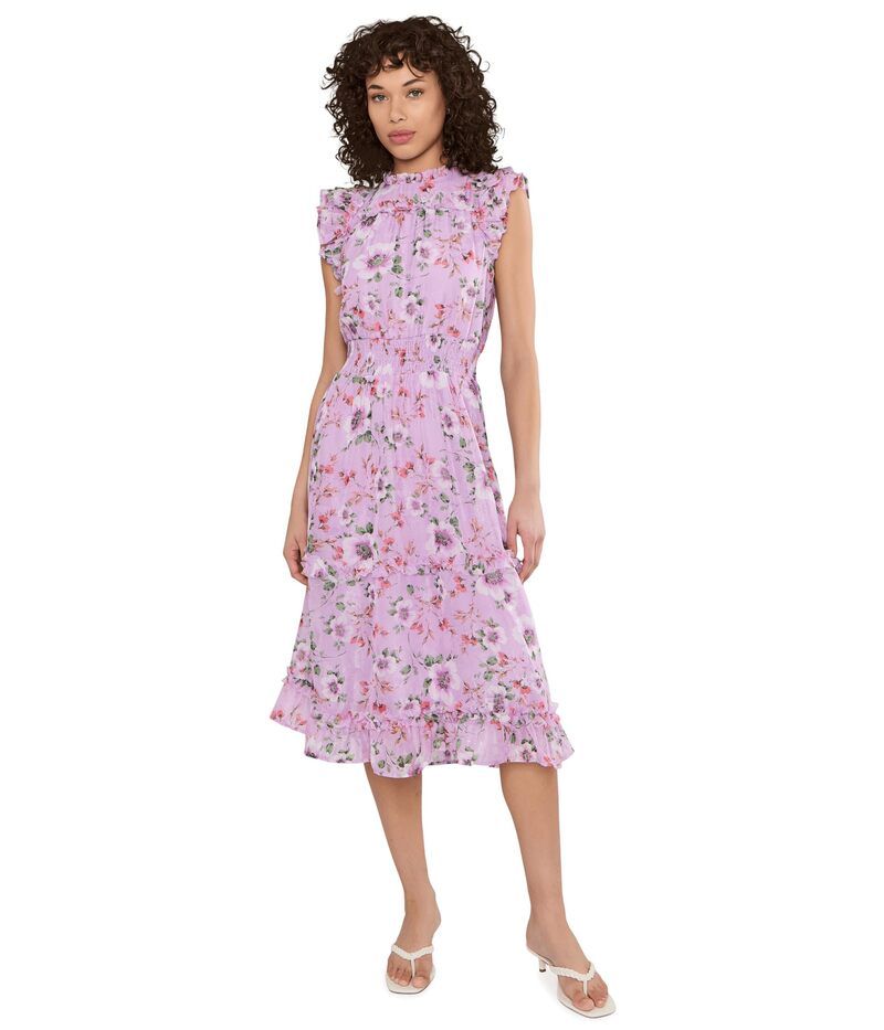 セセ レディース トップス ワンピース ミディ シャーリング CeCe Flutter Sleeve Smocked Waist Midi Dress Fair Orchid