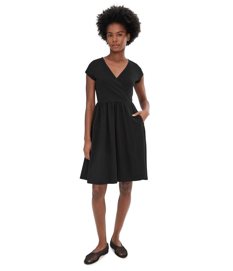 パクト レディース トップス ワンピース PACT FitandFlare Crossover Dress Black ブラック