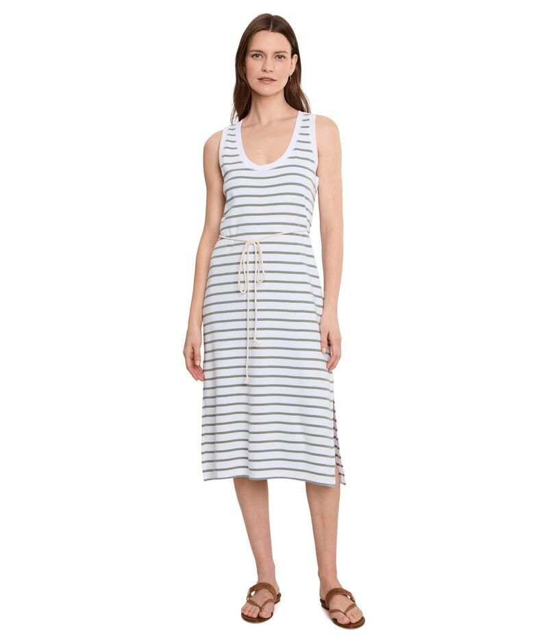 リラピー レディース トップス ワンピース サイドスリット Lilla P Rib Stripe Side Slitank Dressage Stripe セージ