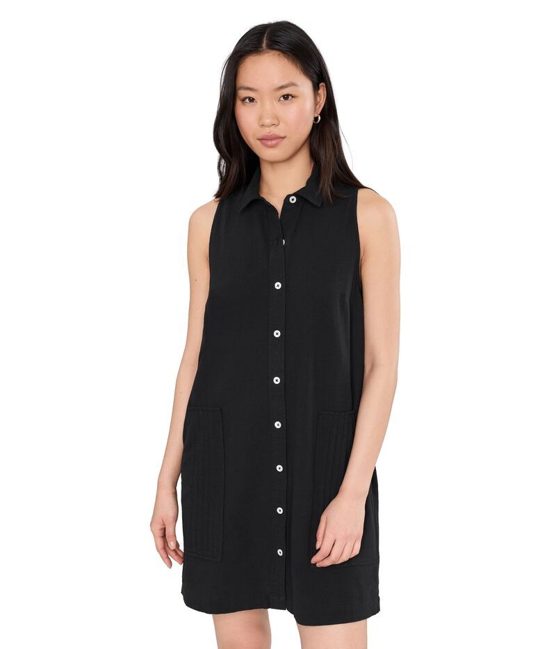 リラピー レディース トップス ワンピース ノースリーブ Lilla P Sleeveless Pleat Pocket Dress Black ブラック