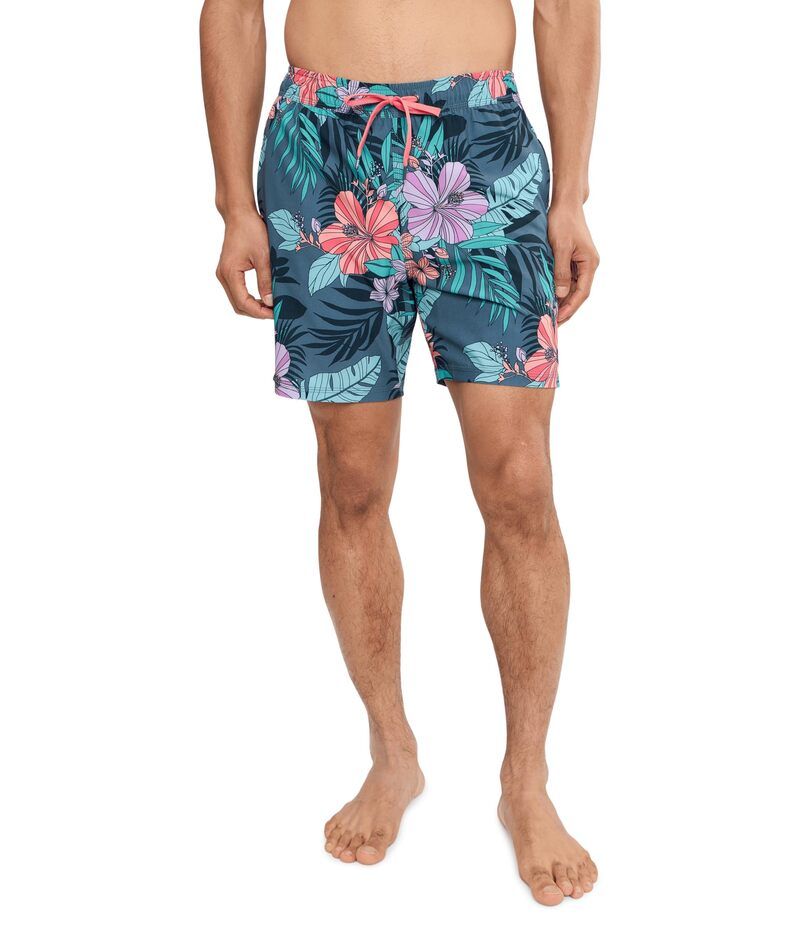 サックスアンダーウェアー メンズ 水着 ハーフパンツ・ショーツ SAXX UNDERWEAR Oh Buoy 2in1 7 Volley Hibiscus JungleIndigo インディゴ