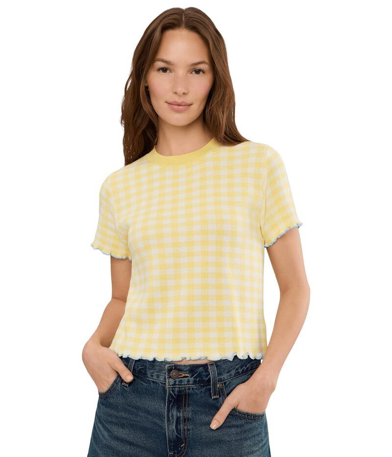 525 アメリカ レディース アウター ニット・セーター Tシャツ 525 america Poppy Lettucedge Sweater Tee Lemon Meringue Combo