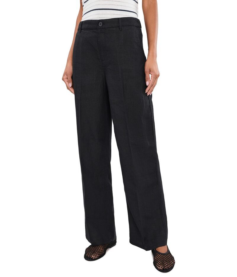 メイドウェル レディース ボトムス カジュアルパンツ リネン Madewell The Zoe Relaxed Straight Pant in 100 Linen Jet Black ブラック