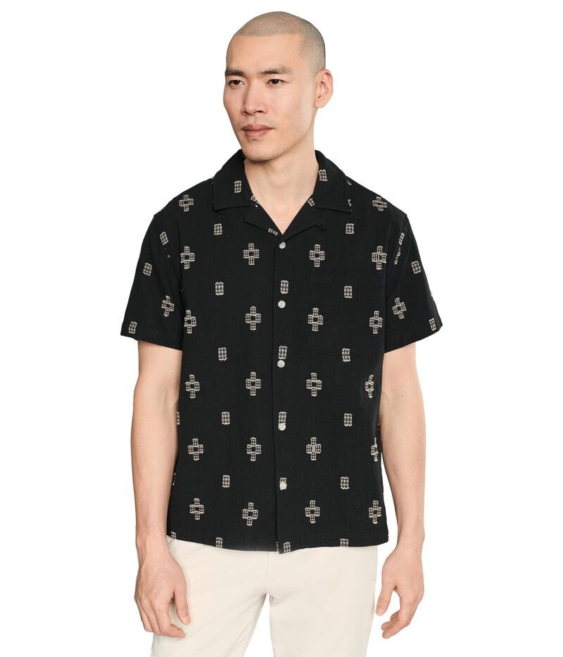 リヴァプール ロサンゼルス メンズ トップス シャツ Liverpoolos Angeleshort Sleeve ButtonUp Camp Shirt Black Parchment ブラック