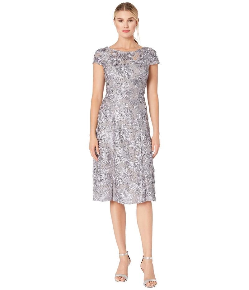 アレックスイブニングス レディース トップス ワンピース A ライン Alex Evenings Tea Length ALine Rosette Dress Dove