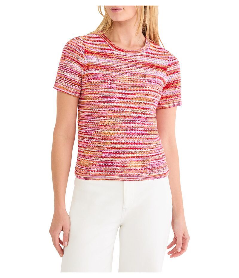 ニックプラスゾーイ レディース アウター ニット・セーター Tシャツ NICZOE Spacedye Tuck Stitch Sweater Tee Red Multi レッド