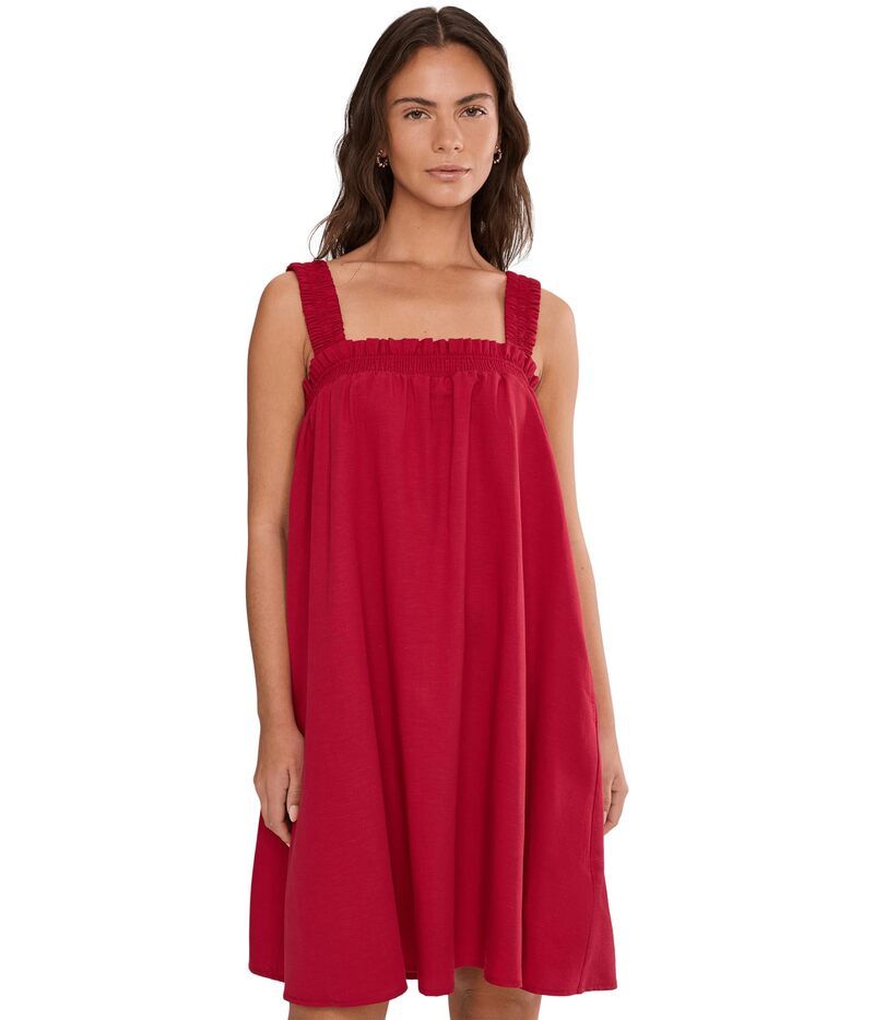 シーフォリー レディース トップス ワンピース ミニ Seafolly Beach Edit Gathered Band Mini Dress Cosmo Red レッド