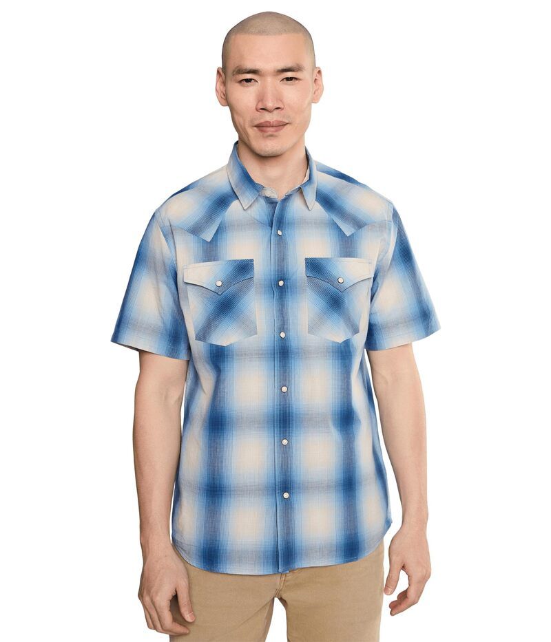 ペンドルトン メンズ トップス シャツ Pendleton Frontier Shirt Short Sleeve IvoryBlue Plaid アイボリー
