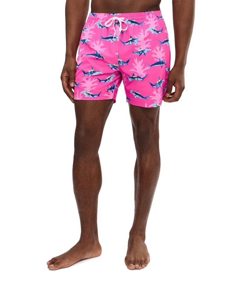 チャビーズ メンズ 水着 ハーフパンツ・ショーツ Chubbies The Great Pink Sharks 55 Classic Lined Swim Trunks Bright Pink ピンク