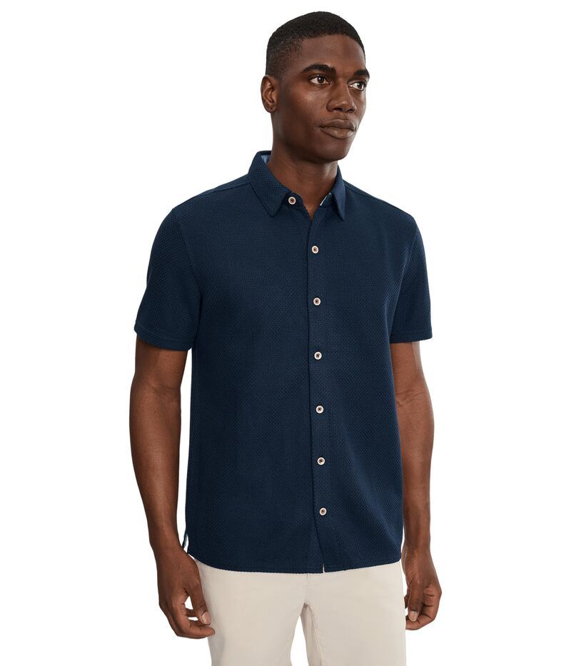 ジョンストンアンドマーフィー メンズ トップス シャツ 半袖 ニット Johnston Murphy Linden Shortsleeve Knit Shirt Navy ネイビー