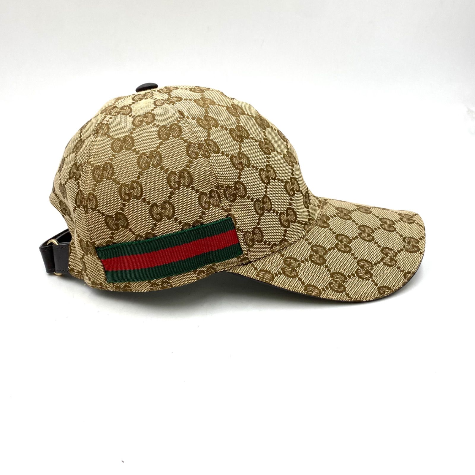 美品 GUCCI グッチ GGキャンバス シェリーライン キャップ ベース