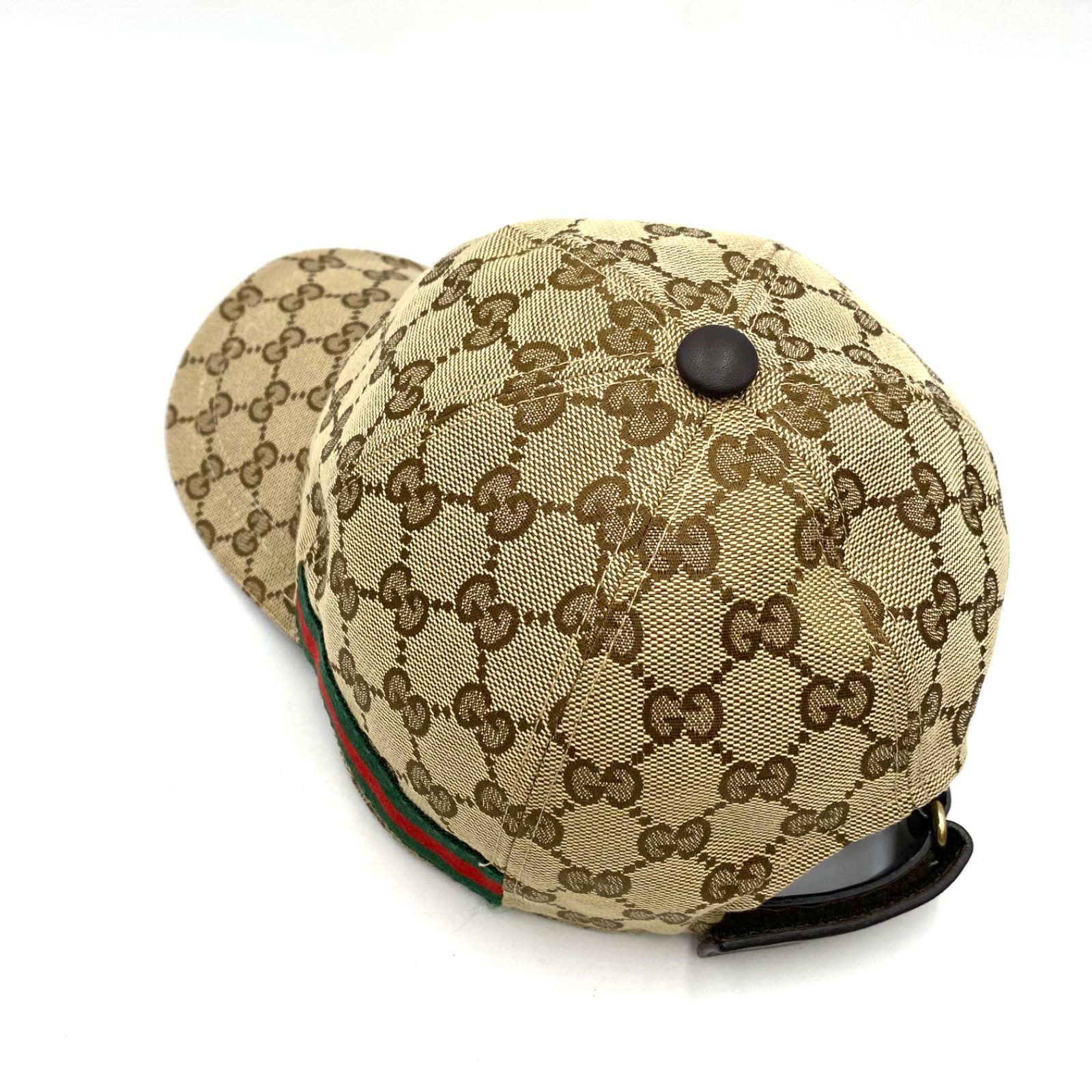 美品 GUCCI グッチ GGキャンバス シェリーライン キャップ ベース