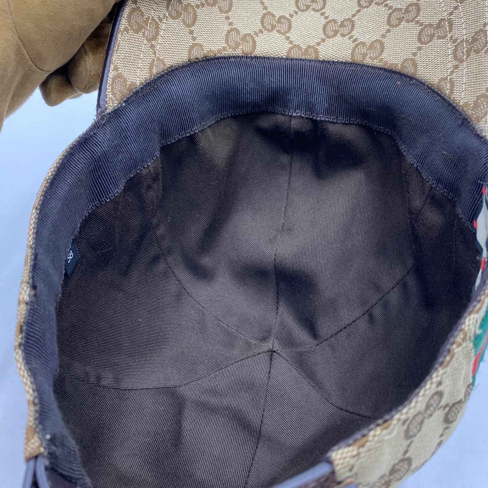 美品 GUCCI グッチ GGキャンバス シェリーライン キャップ ベース