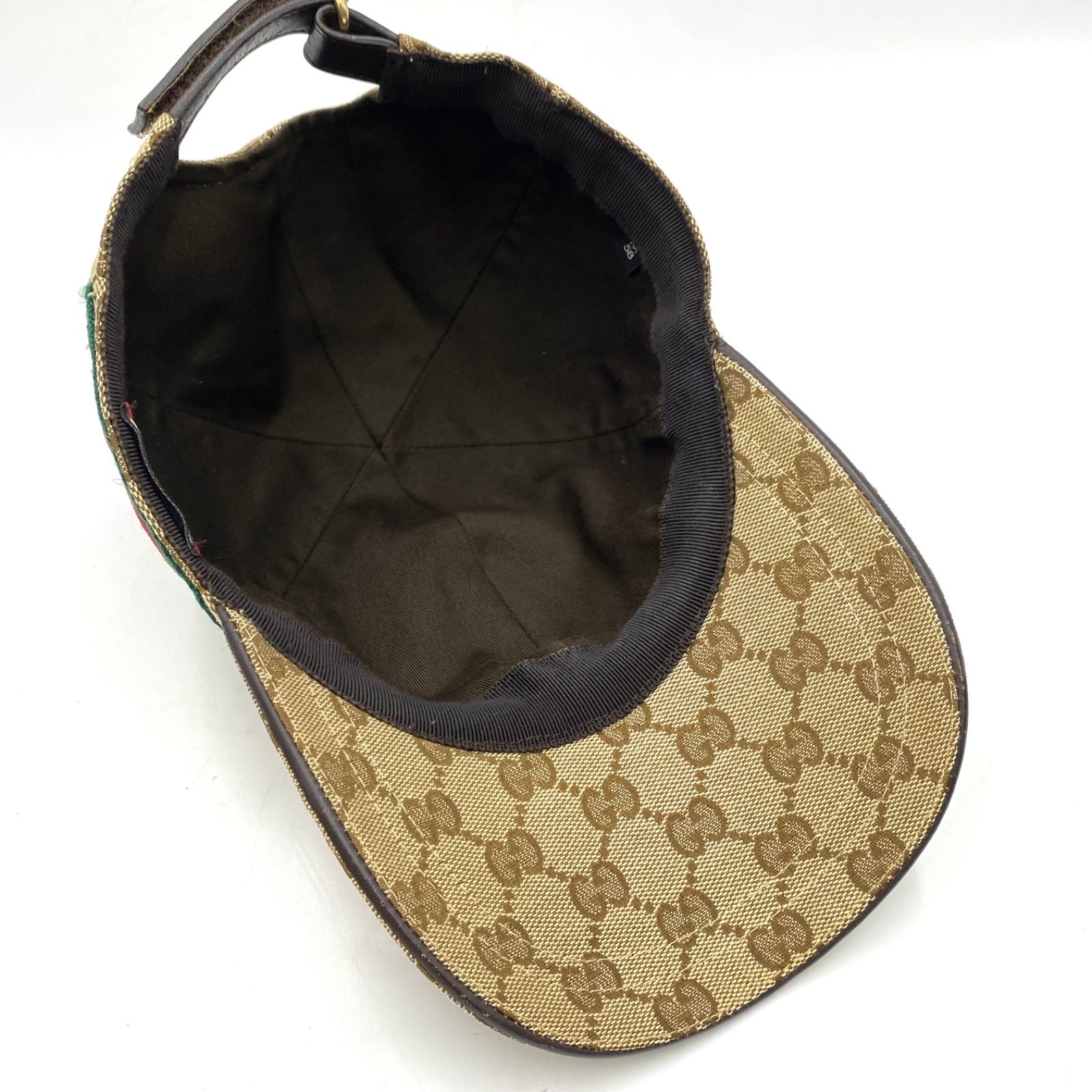 美品 GUCCI グッチ GGキャンバス シェリーライン キャップ ベース