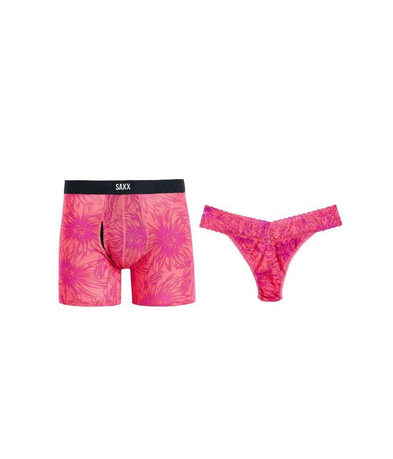 ハンキーパンキー レディース アンダーウェア パンツ レース Hanky Panky Signature LaceR Original Rise Thong and Saxx Super Soft Vibe Boxer Briefs Big DaisyGumb