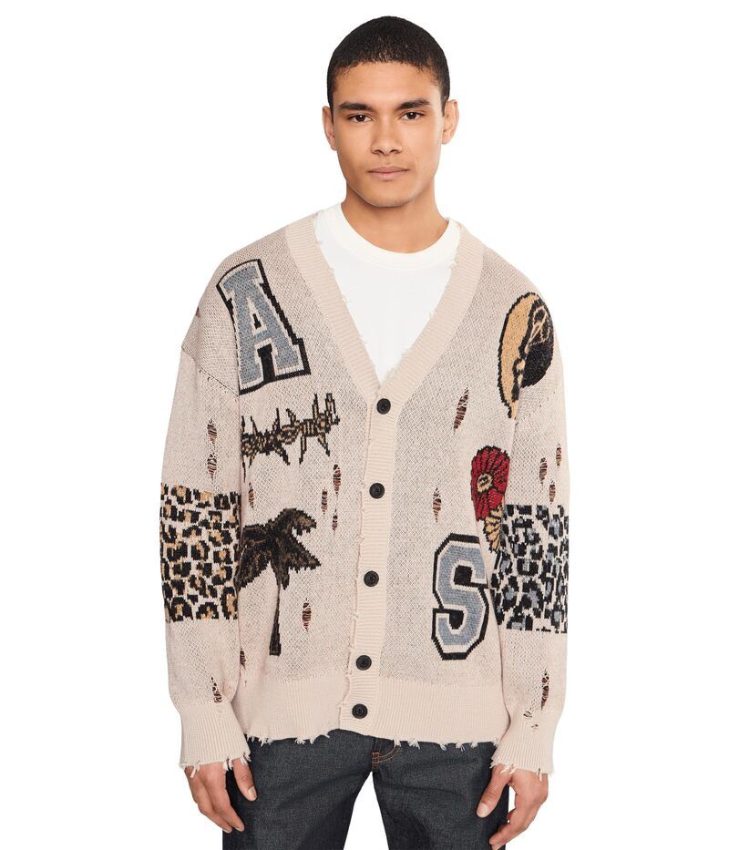 オールセインツ メンズ アウター ニット・セーター カーディガン AllSaints Foxx Cardigan Ecru White ホワイト