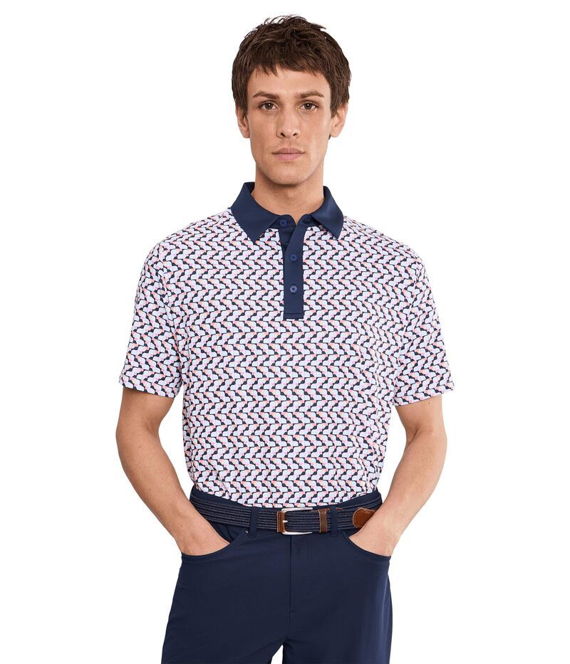 キャラウェイ メンズ トップス シャツ プリント Callaway Resort Geo Print Polo Peacoat